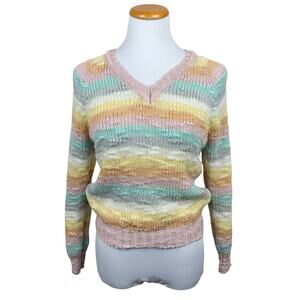 Vintage Donnkenny Multicolor Pastels Metallic Textured Sweater Women's M